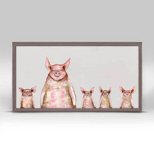 Five Piggies In A Row - Soft Gray Mini Framed Canvas-Mini Framed Canvas-Jack and Jill Boutique