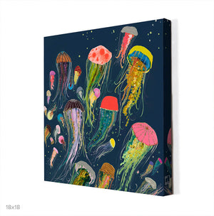 Floating Jellyfish Indigo Wall Art-Wall Art-Jack and Jill Boutique