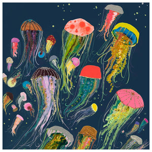 Floating Jellyfish Indigo Wall Art-Wall Art-Jack and Jill Boutique