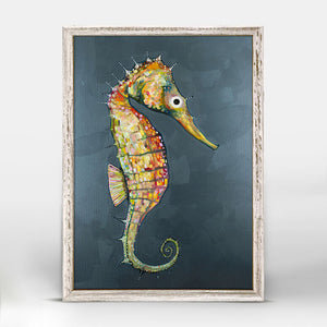 Floating Seahorse Blue - Mini Framed Canvas-Mini Framed Canvas-Jack and Jill Boutique