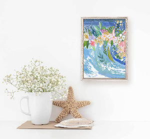 Flora & A Wave - Mini Framed Canvas-Mini Framed Canvas-Jack and Jill Boutique