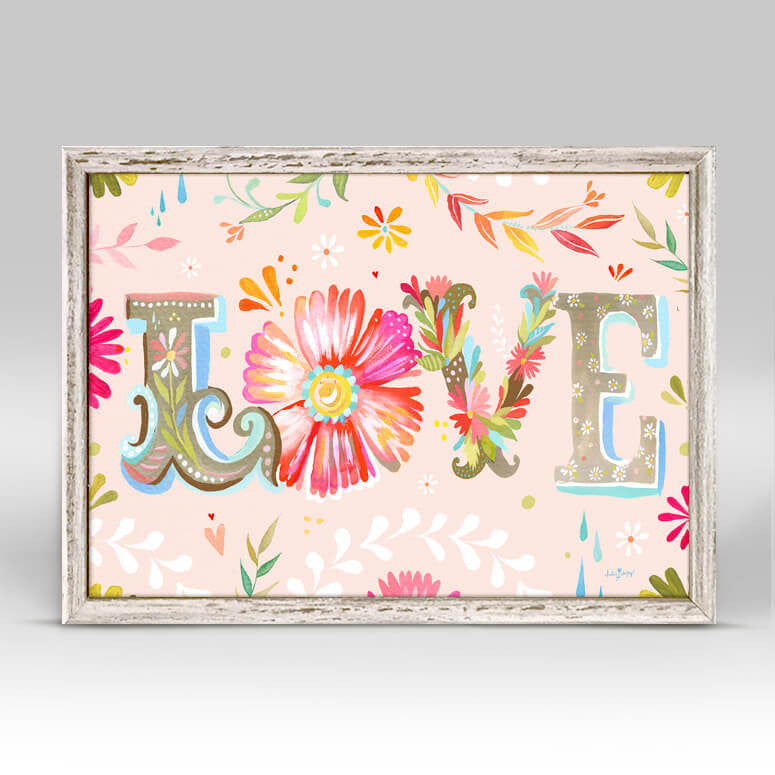 Floral LOVE - Mini Framed Canvas-Mini Framed Canvas-Jack and Jill Boutique