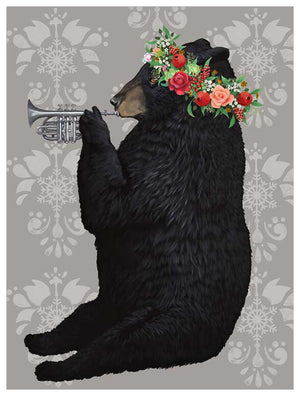 Flower Crown Bear - Grey Wall Art-Wall Art-Jack and Jill Boutique