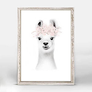 Flower Crown Friends - Llama Mini Framed Canvas-Mini Framed Canvas-Jack and Jill Boutique
