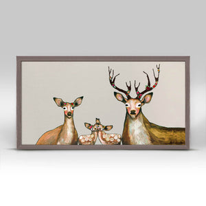 Flower Deer Family On Cream - Mini Framed Canvas-Mini Framed Canvas-Jack and Jill Boutique