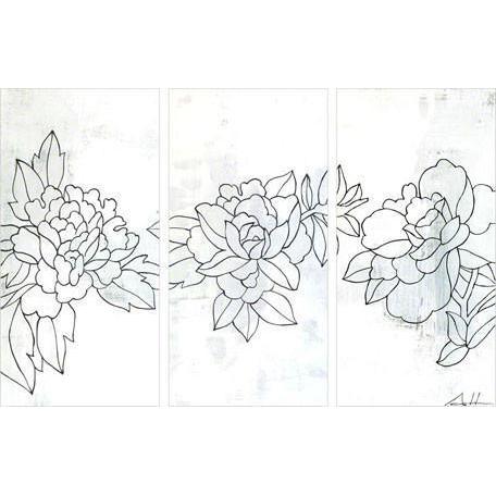 Flower Triptych #31 | Canvas Wall Art-Canvas Wall Art-Jack and Jill Boutique