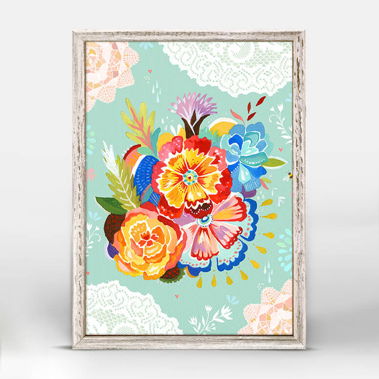 Flowers and Lace - Mini Framed Canvas-Mini Framed Canvas-Jack and Jill Boutique