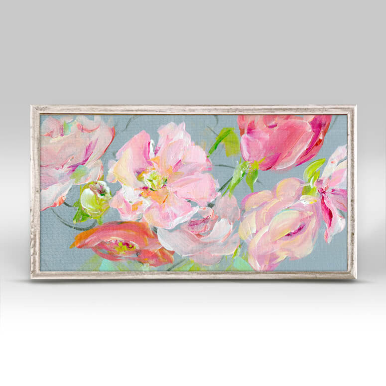 Flowers on Grey - Mini Framed Canvas-Mini Framed Canvas-Jack and Jill Boutique