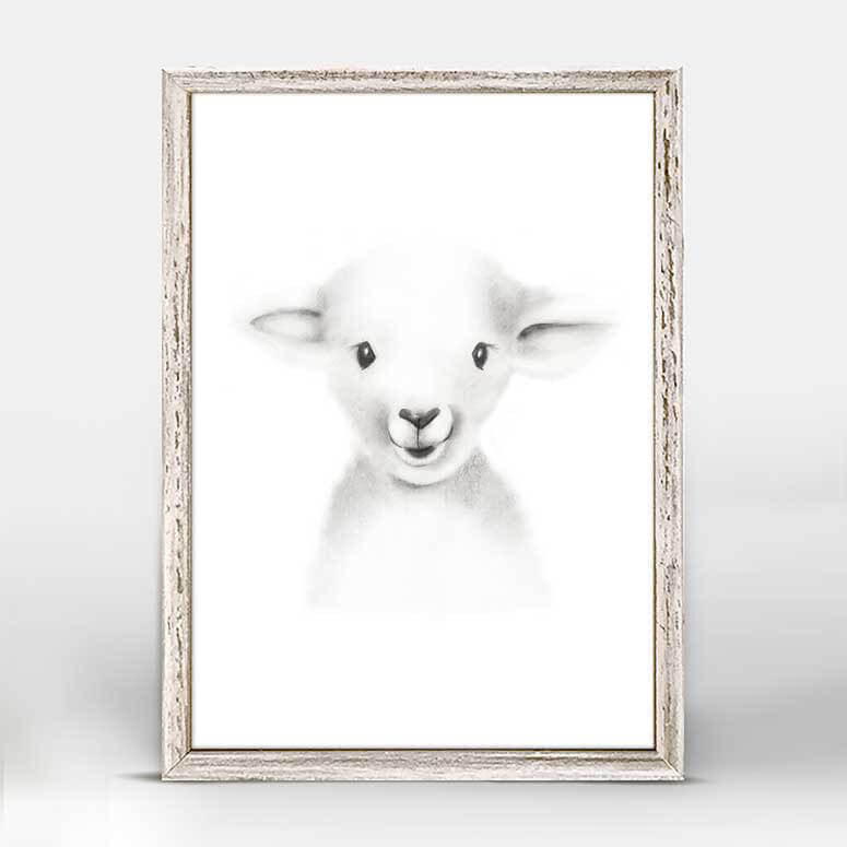 Fluffy Faces - Lamb Mini Framed Canvas-Mini Framed Canvas-Jack and Jill Boutique