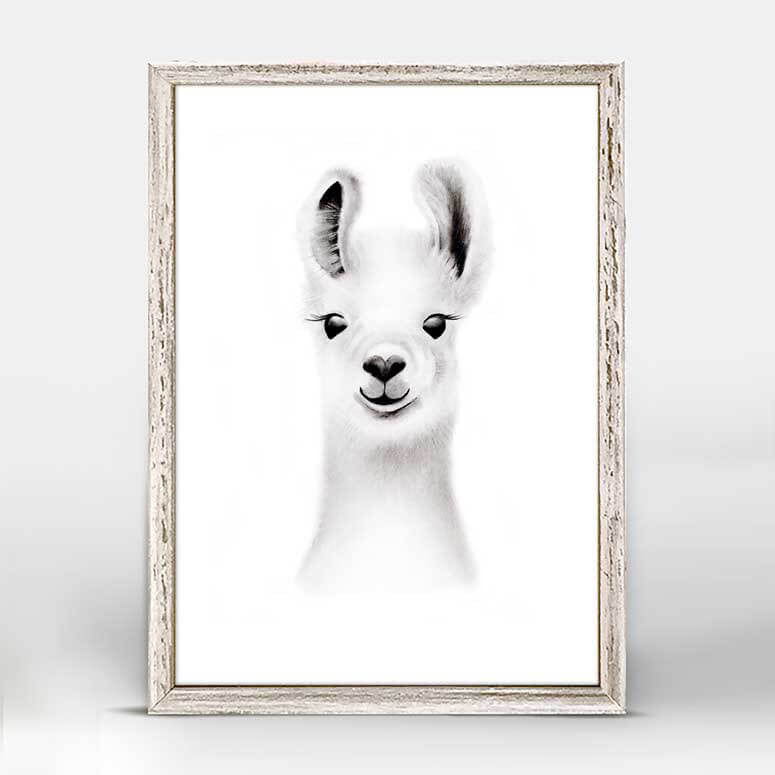 Fluffy Faces - Llama Mini Framed Canvas-Mini Framed Canvas-Jack and Jill Boutique