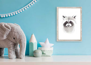 Fluffy Faces - Raccoon Mini Framed Canvas-Mini Framed Canvas-Jack and Jill Boutique