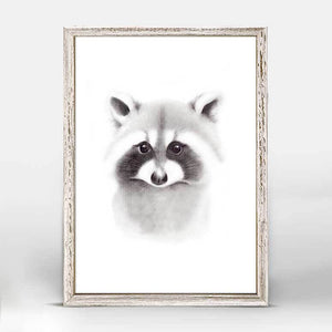 Fluffy Faces - Raccoon Mini Framed Canvas-Mini Framed Canvas-Jack and Jill Boutique