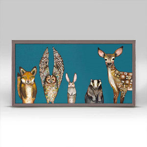 Forest Animals - Teal Mini Framed Canvas-Mini Framed Canvas-Jack and Jill Boutique