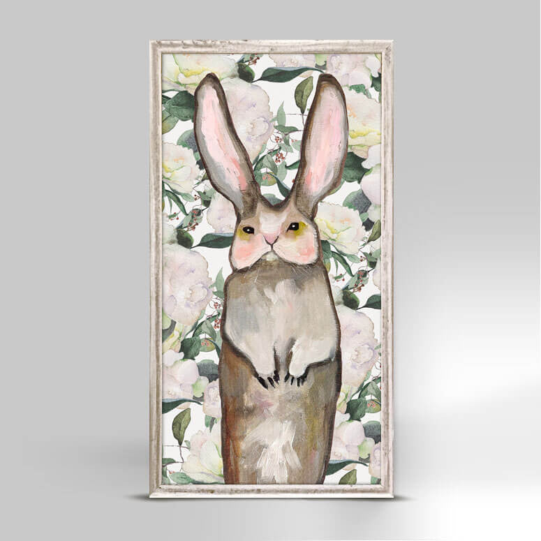 Forest Bunny - Floral Mini Framed Canvas-Mini Framed Canvas-Jack and Jill Boutique