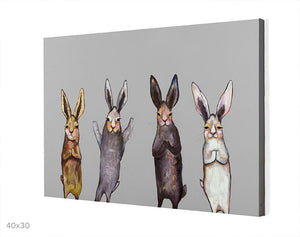 Four Bunnies On Grey Wall Art-Wall Art-Jack and Jill Boutique