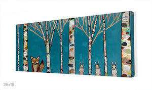 Fox and Rabbits - Blue Wall Art-Wall Art-Jack and Jill Boutique