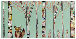 Fox and Rabbits - Mint Wall Art-Wall Art-Jack and Jill Boutique
