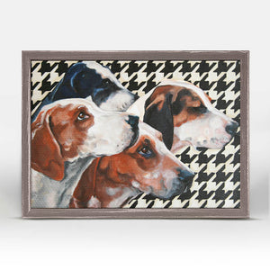 Foxhounds On Houndstooth - Mini Framed Canvas-Mini Framed Canvas-Jack and Jill Boutique