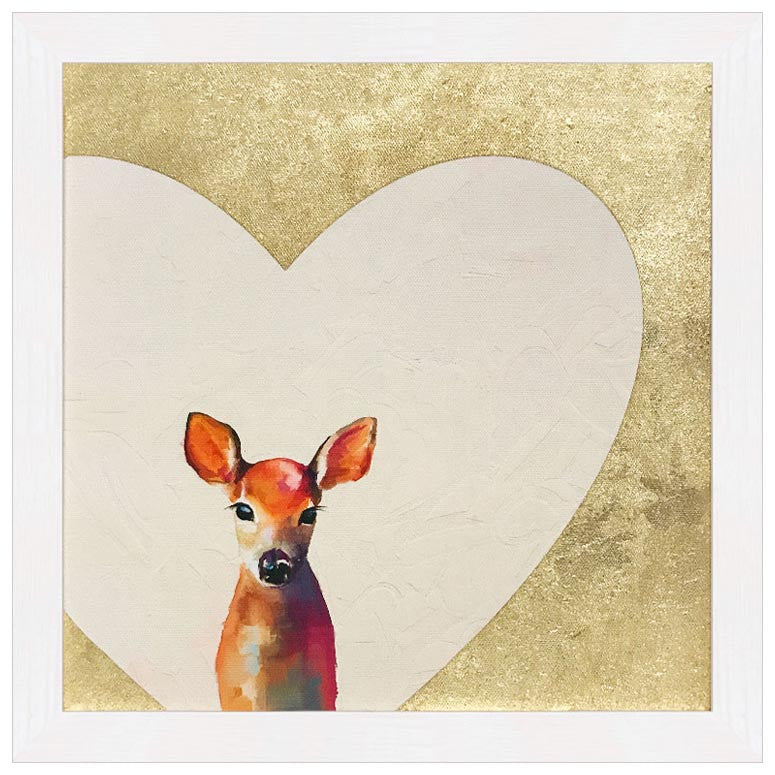 Framed Baby Fawn Standing - Metallic Embellished Canvas Wall Art-Wall Art-Jack and Jill Boutique
