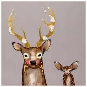 Frosted Buck and Baby - Metallic Embellished Canvas Wall Art-Wall Art-24x24 Canvas-Jack and Jill Boutique