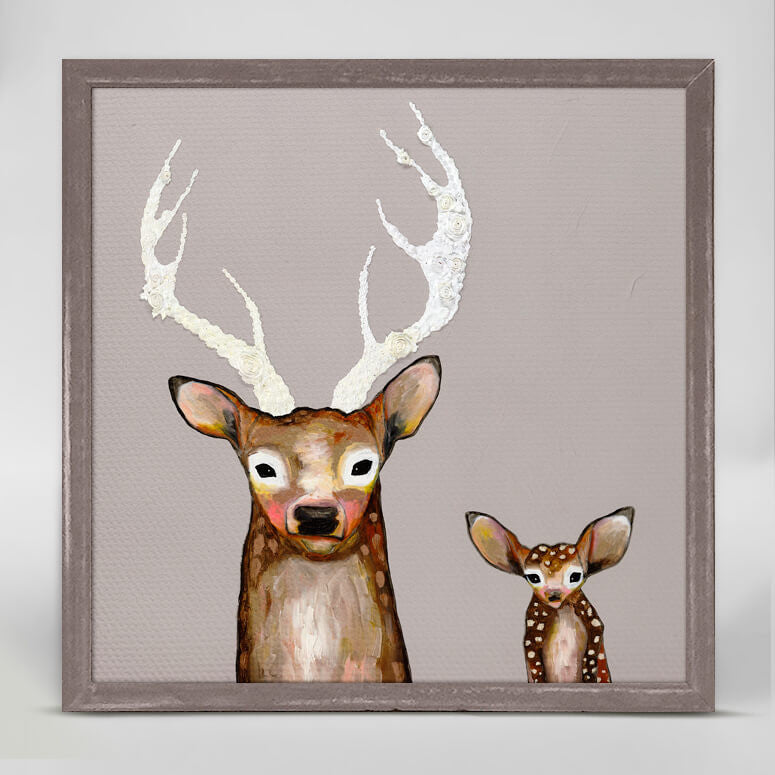 Frosted Buck and Baby - Mini Framed Canvas-Mini Framed Canvas-Jack and Jill Boutique