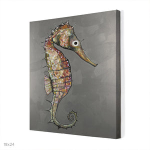 Floating Seahorse Silver - Metallic Embellished Canvas Wall Art-Wall Art-18x24 Canvas-Jack and Jill Boutique