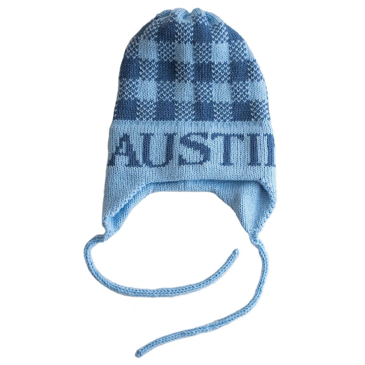 Gingham Personalized Knit Hat-Hats-Jack and Jill Boutique
