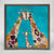Giraffe Family In Turquoise - Mini Framed Canvas-Mini Framed Canvas-Jack and Jill Boutique