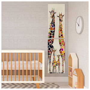 Giraffe Family of Four on Cream - Diptych Wall Art-Wall Art-Jack and Jill Boutique