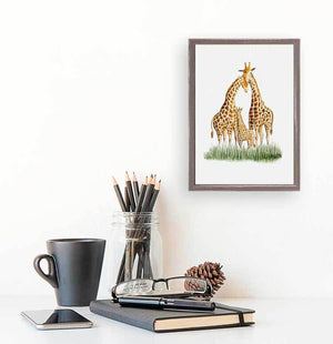 Giraffe Family - Mini Framed Canvas-Mini Framed Canvas-Jack and Jill Boutique