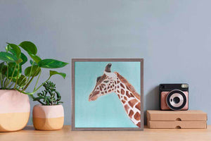 Glad Giraffe Portrait - Mini Framed Canvas-Mini Framed Canvas-Jack and Jill Boutique