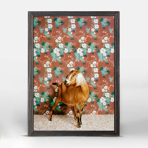 Goat On Floral Pattern - Mini Framed Canvas-Mini Framed Canvas-Jack and Jill Boutique