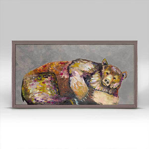 Grizzly Bear Dreams On Grey - Mini Framed Canvas-Mini Framed Canvas-Jack and Jill Boutique