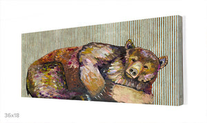 Grizzly Bear Dreams With Gold Stripes Wall Art-Wall Art-Jack and Jill Boutique