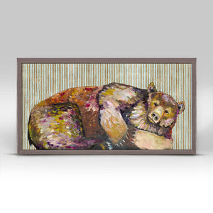Grizzly Bear Dreams With Gold Stripes - Mini Framed Canvas-Mini Framed Canvas-Jack and Jill Boutique