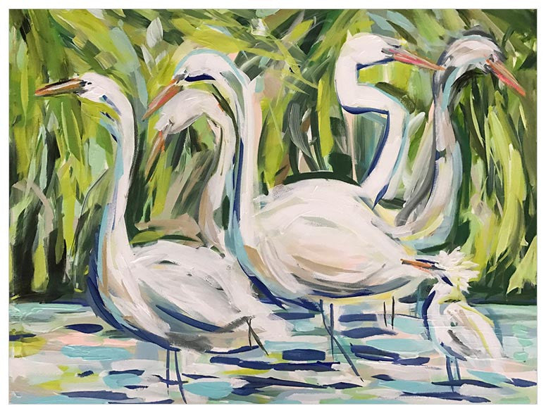 Group of Egrets Wall Art-Wall Art-Jack and Jill Boutique