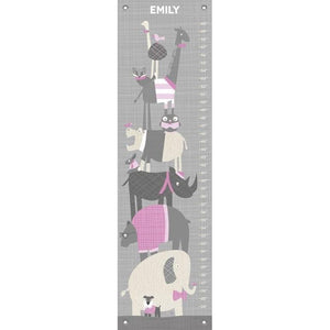 Happy Animal Herd - Gray & Pink Growth Charts-Growth Charts-Jack and Jill Boutique