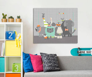 Happy Animal Herd - Multi Wall Art-Wall Art-Jack and Jill Boutique