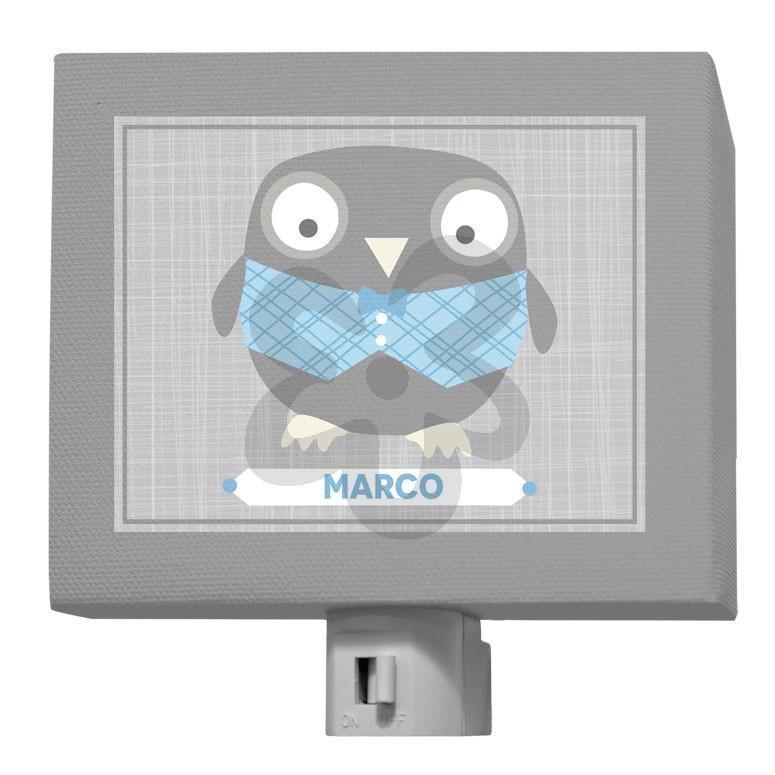 Happy Owl - Gray & Blue-Night Lights-5x4-Jack and Jill Boutique