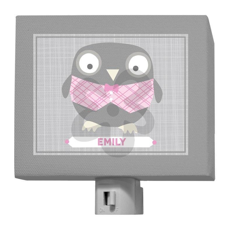 Happy Owl - Gray & Pink-Night Lights-5x4-Jack and Jill Boutique