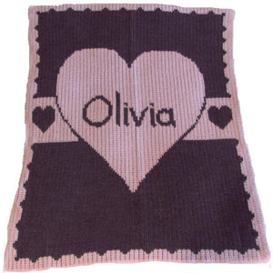 Heart with Banner Personalized Stroller Blanket or Baby Blanket-Blankets-Jack and Jill Boutique