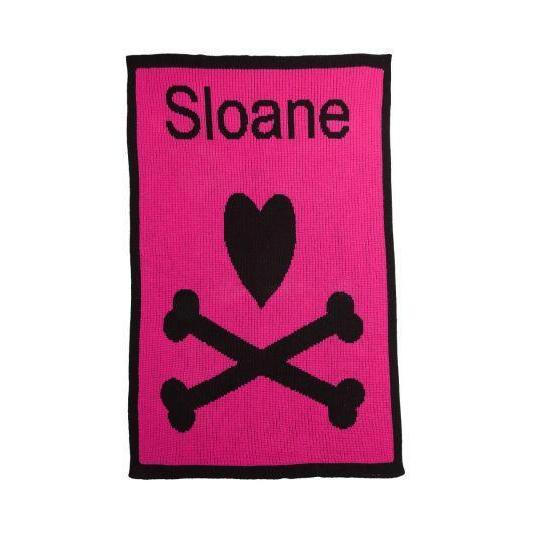 Heart & Crossbones Personalized Stroller Blanket or Baby Blanket-Blankets-Jack and Jill Boutique