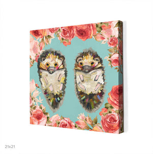 Hedgehog Duo - Floral Bright Wall Art-Wall Art-Jack and Jill Boutique
