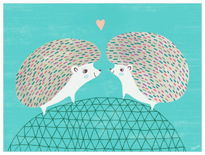 Hedgie Love - Teal Wall Art-Wall Art-Jack and Jill Boutique
