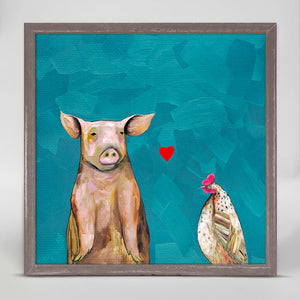 Hen Loves Pig - Mini Framed Canvas-Mini Framed Canvas-Jack and Jill Boutique