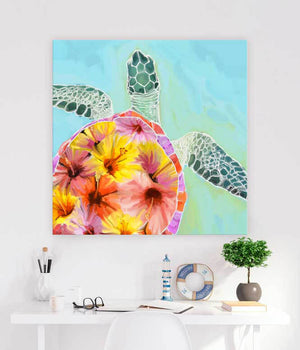 Hibiscus Sea Turtle Wall Art-Wall Art-Jack and Jill Boutique