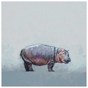 Hippo On Muted Blue Wall Art-Wall Art-Jack and Jill Boutique