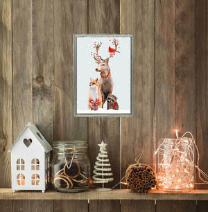 Holiday - Christmas Buck And Buddies Embellished Mini Framed Canvas-Mini Framed Canvas-Jack and Jill Boutique
