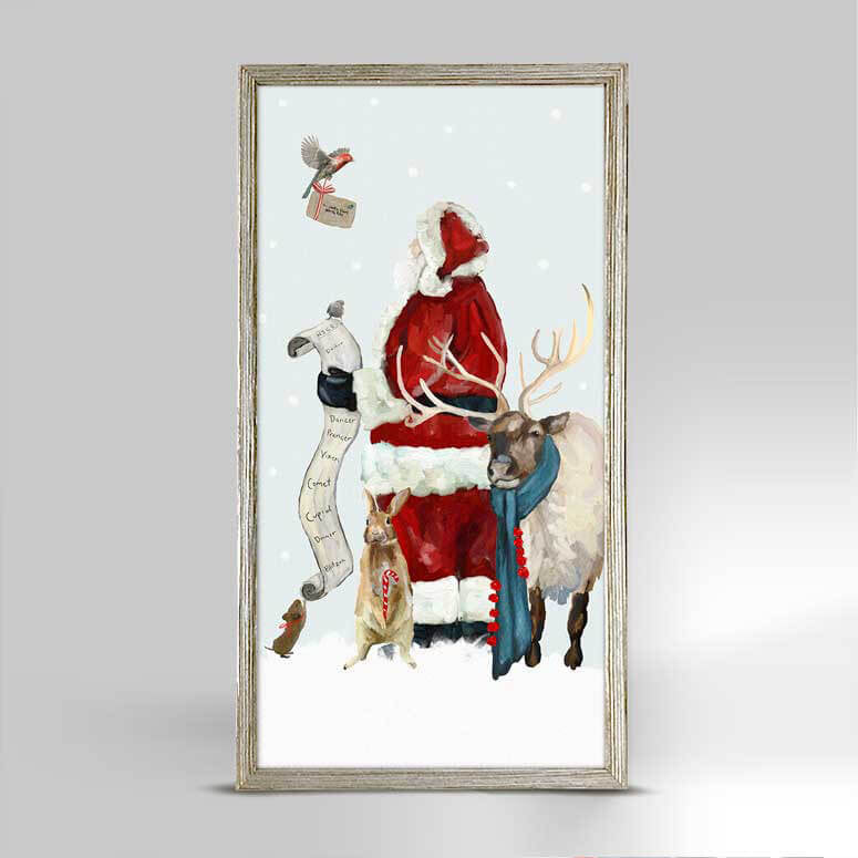 Holiday - Christmas Santa With List Embellished Mini Framed Canvas-Mini Framed Canvas-Jack and Jill Boutique