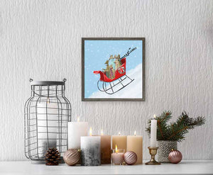 Holiday - 6 Deer A Sleighing Mini Framed Canvas-Mini Framed Canvas-Jack and Jill Boutique